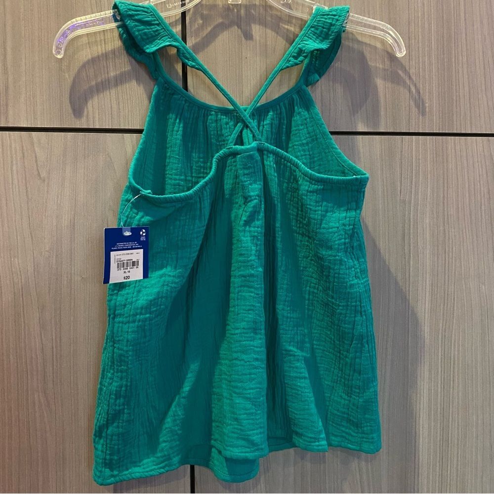 Arizona Green Gauze Ruffle Strap Tank XL 16 Youth NWT - Picture 3 of 4